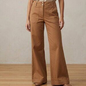 Anthropologie Maeve The Colette Linen Wide Leg Pants Tan Brown Size 4